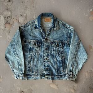 Vintage Levis Denim Jacket M Blue 80s Acid Wash Made in USA
